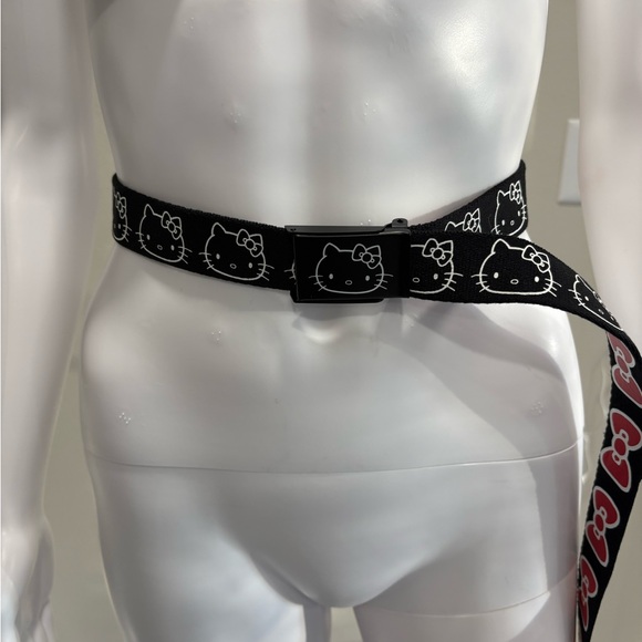 Vans Vintage Hello Kitty Reversible Belt Black White & Red Bow Ties Metal Buckle - Picture 6 of 11